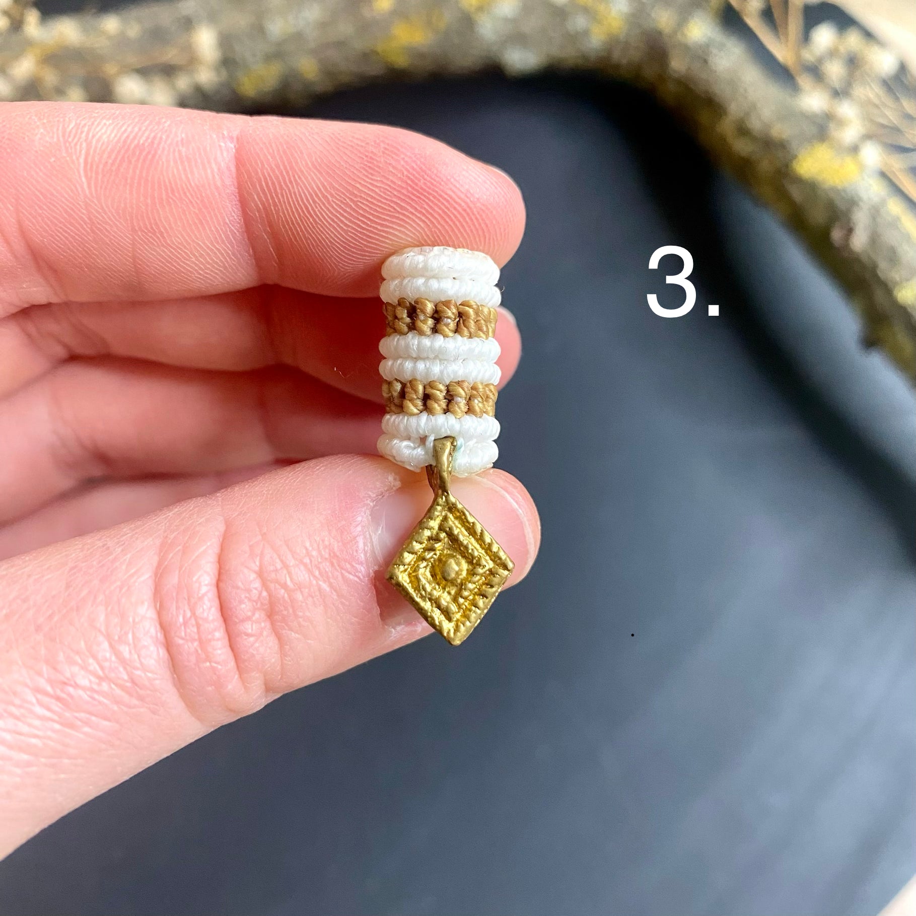Macrame Dread Bead - Golden Pendant Collection