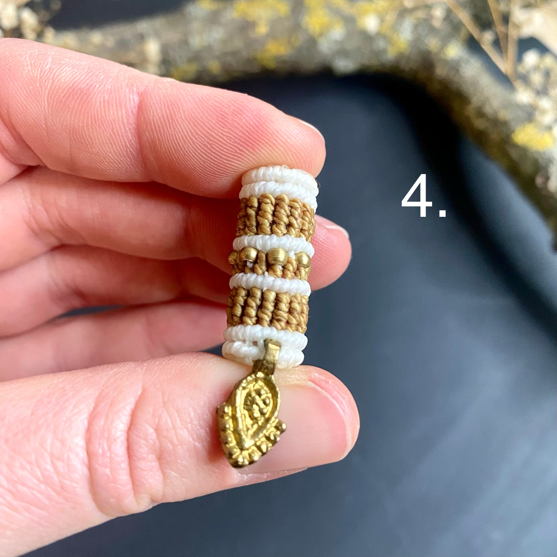 Macrame Dread Bead - Golden Pendant Collection