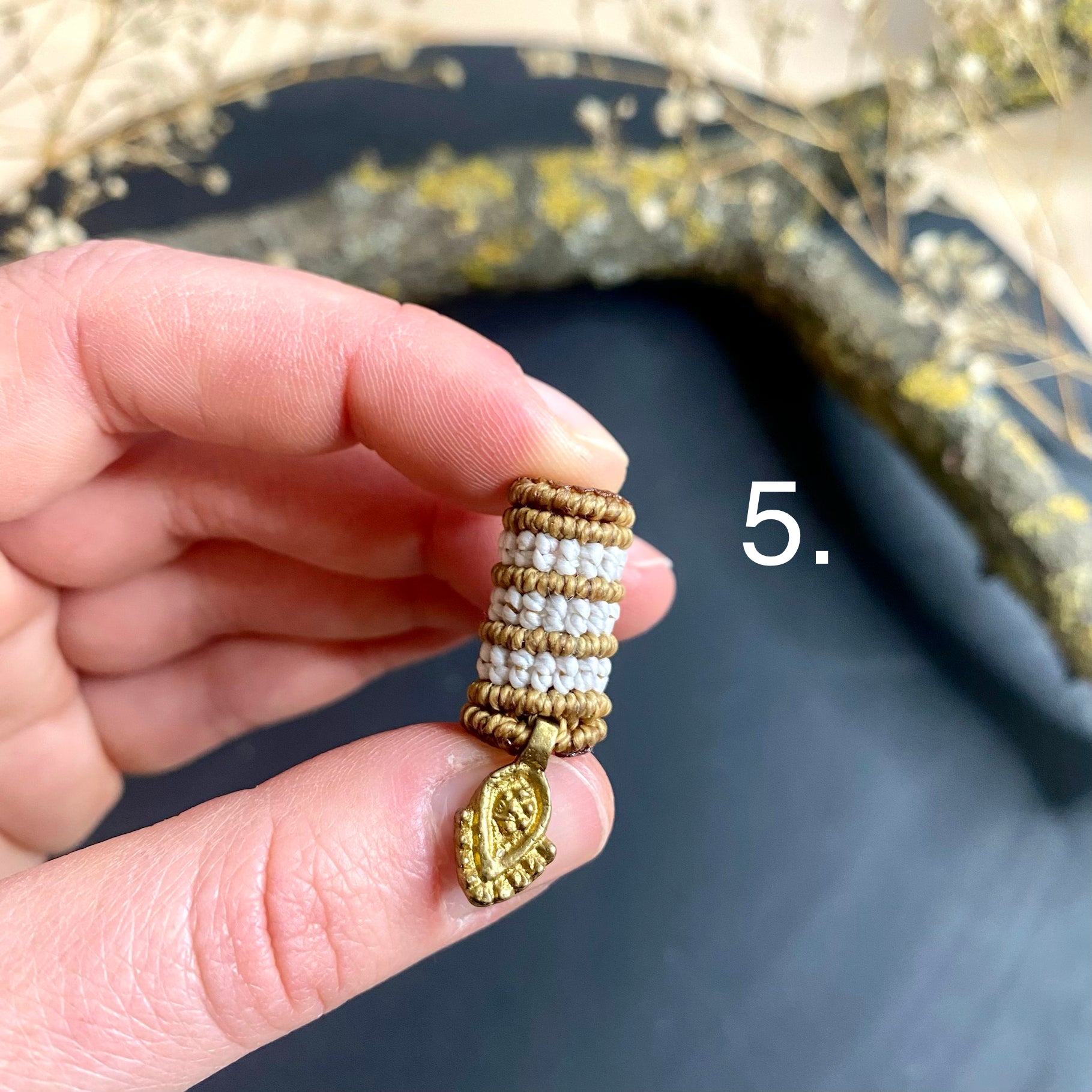 Macrame Dread Bead - Golden Pendant Collection
