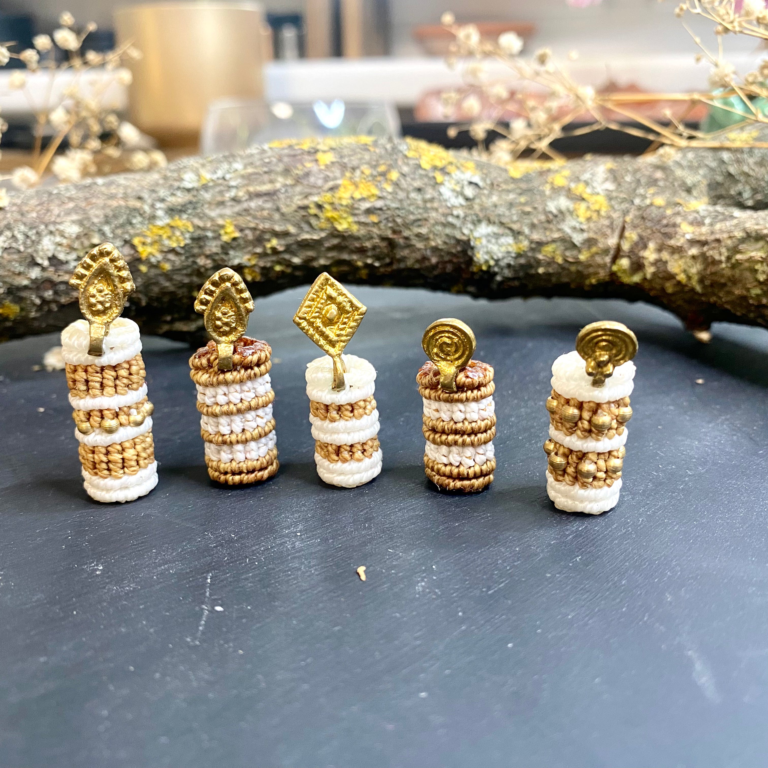 Macrame Dread Bead - Golden Pendant Collection