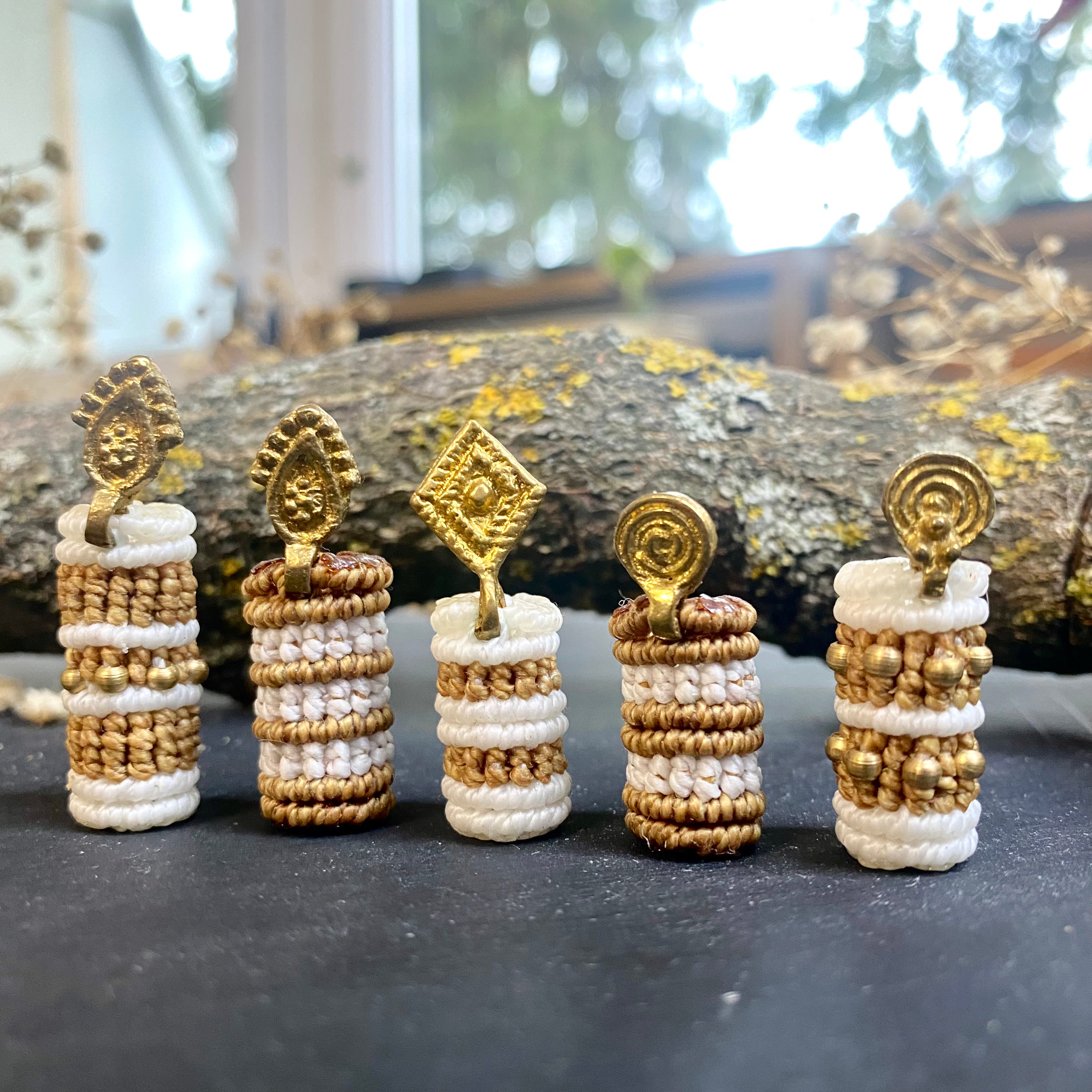 Macrame Dread Bead - Golden Pendant Collection