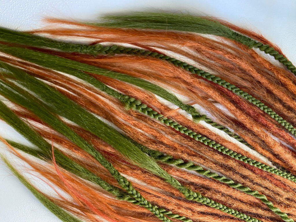 Ginger and Green Synthetic Dread Set